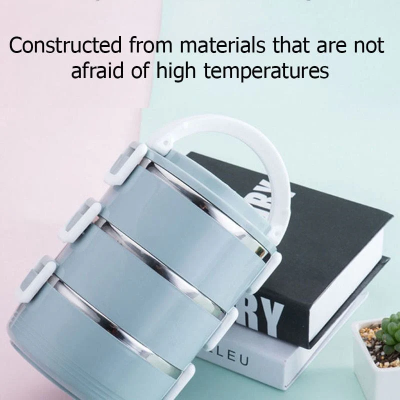 0.7L Stainless Steel Bento Box with Portable Hide-away Handle - 1,2 or 3 layer - Image 5