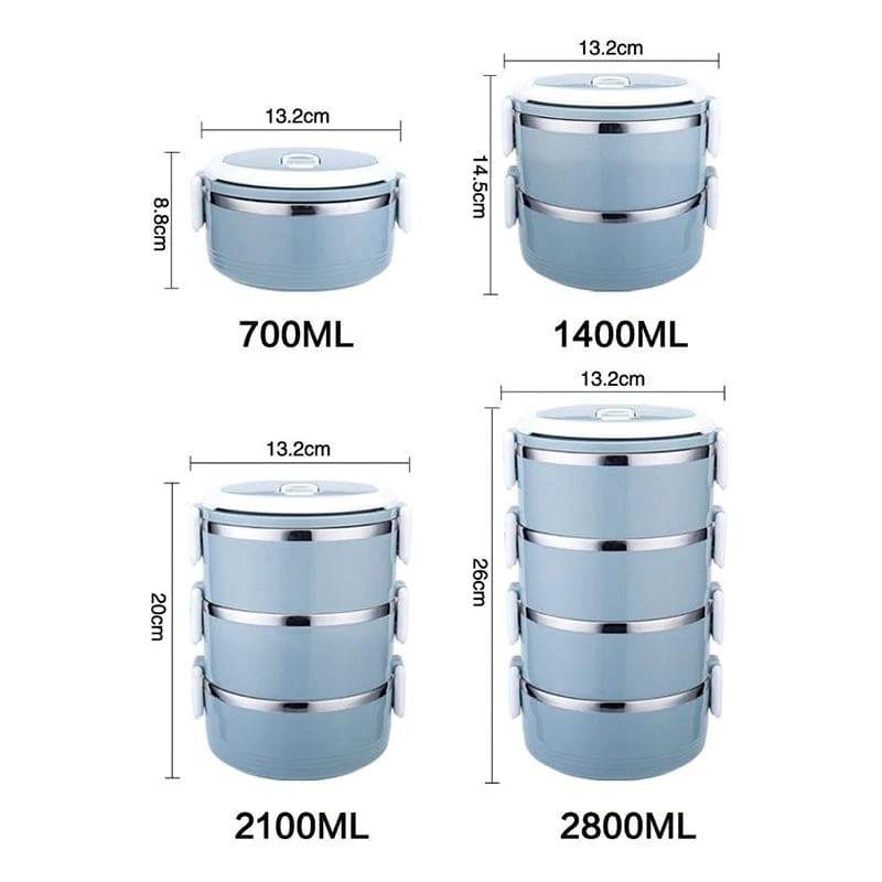 0.7L Stainless Steel Bento Box with Portable Hide-away Handle - 1,2 or 3 layer - Image 7