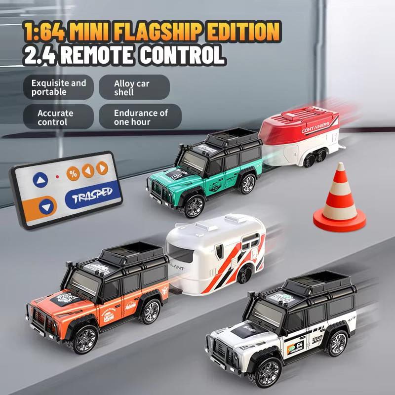 1:64 Mini Alloy RC Car with Lights | Metal Alloy | Trailer - Image 3