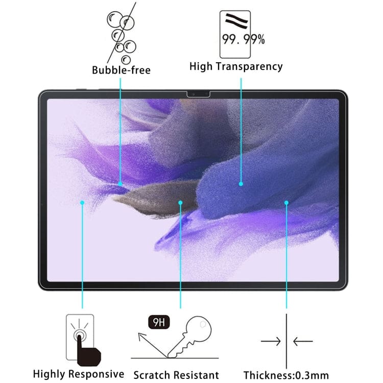[2 PACK] Samsung Galaxy Tab S7+ / S7 FE / S8+ Tempered Glass Screen Protector, High Hardness, Anti-Scratch - Image 3