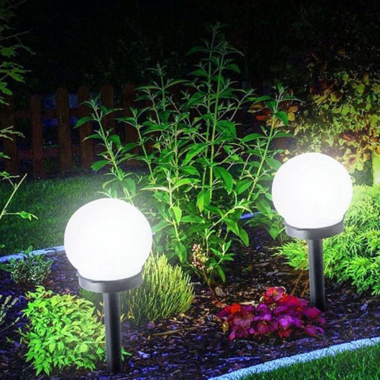 [2 PACK] Solar Powered Globe Lawn LED Light
