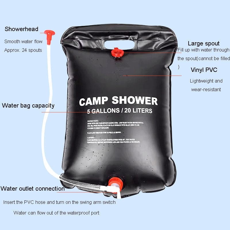 25L Outdoor Solar Camping Shower – Portable, Solar-Heated, and Easy to Use - Image 9