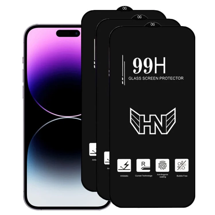 [3 Pack] Apple iPhone 15 Pro Max Alumina Black Tempered Glass Screen Protector, Scratch Resistant