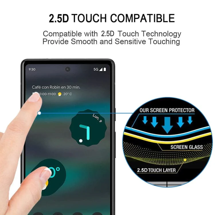 [3 PACK] Google Pixel 8 Enkay Tempered Glass Screen Protector, Black Border - Image 5