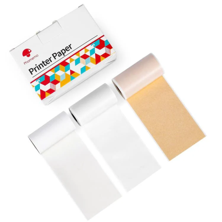 [3 PACK] Phomemo 50mm Thermal Transparent Coloured Label Paper Roll, 3.5m, Clear/Semi-Clear/Gold
