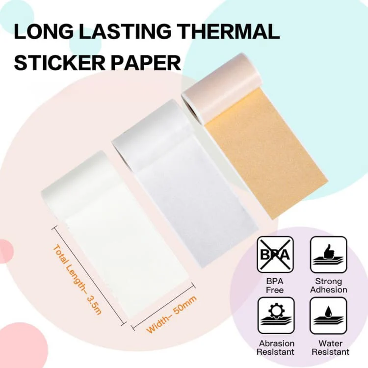 [3 PACK] Phomemo 50mm Thermal Transparent Coloured Label Paper Roll, 3.5m, Clear/Semi-Clear/Gold - Image 2