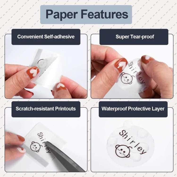 40x40mm Phomemo Pre-Cut Non-Dry Reusable Direct Thermal Round Label Roll, Clear, 180 Labels per Roll - Image 4