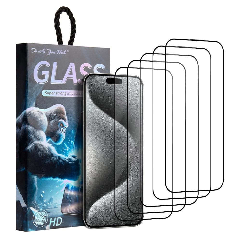 [5 PACK] iPhone 15 Pro High Quality HD Tempered Glass Screen Protector