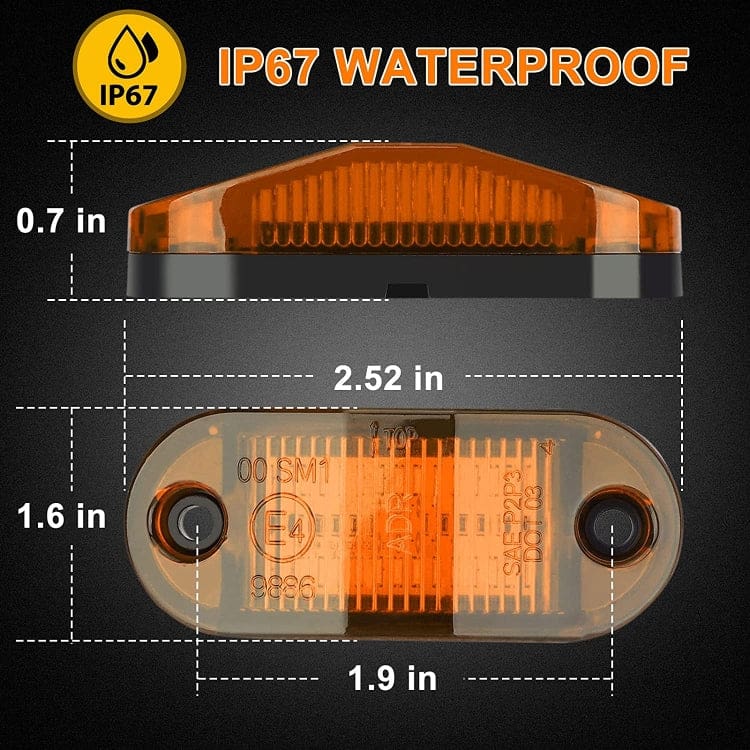 [2 PACK] MK019 12V-24V Marker Lights for Trailer, Truck, Caravan, Boat, Black base - Image 4