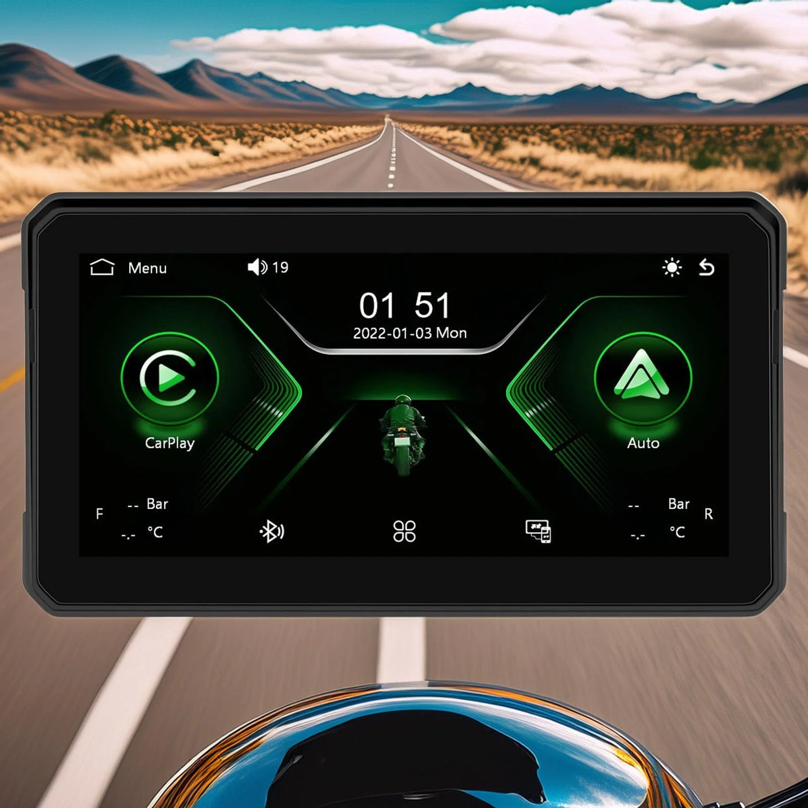 6" Wireless Motorcycle CarPlay & Android Auto Screen | Motorcycle GPS Navigator Display