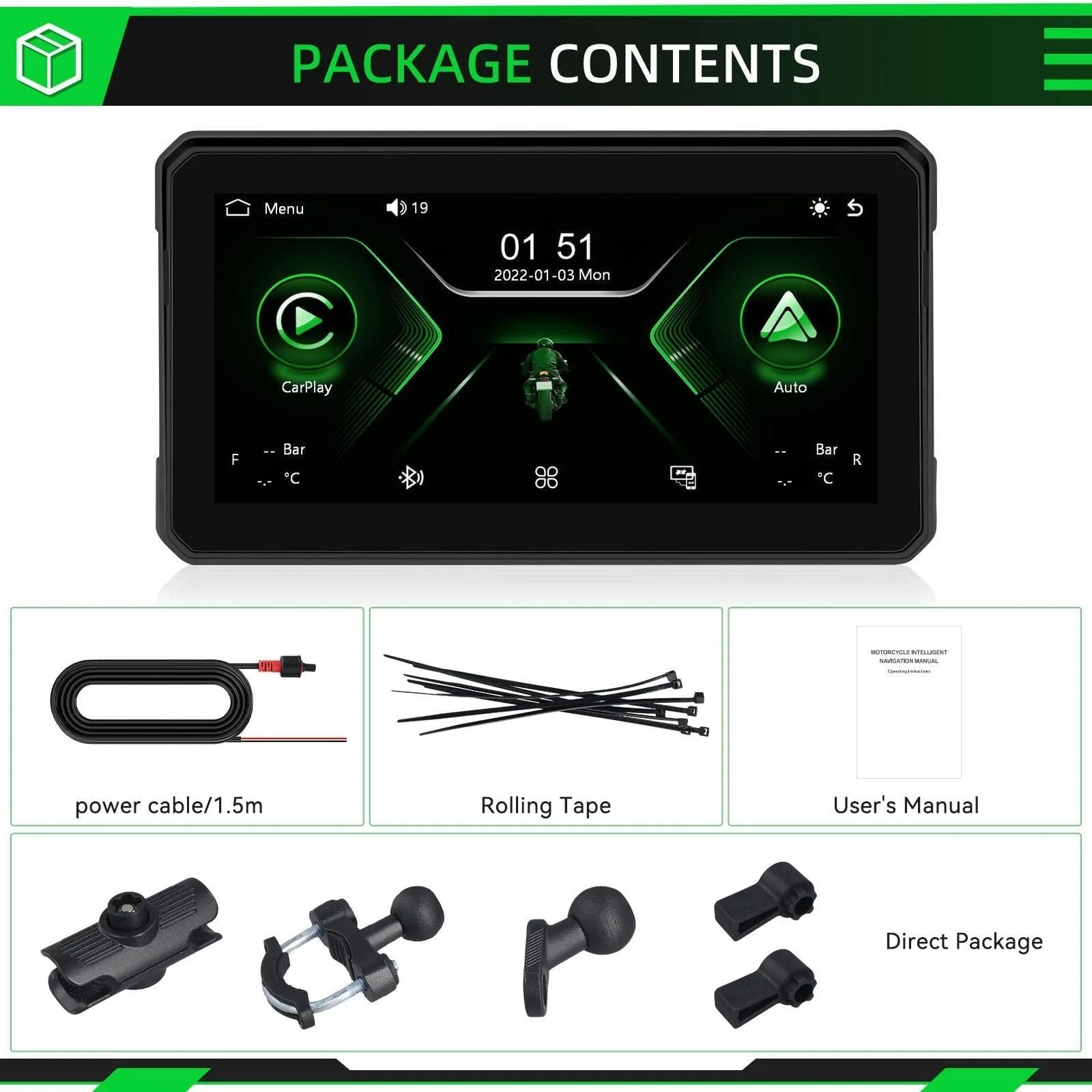6" Wireless Motorcycle CarPlay & Android Auto Screen | Motorcycle GPS Navigator Display - Image 10