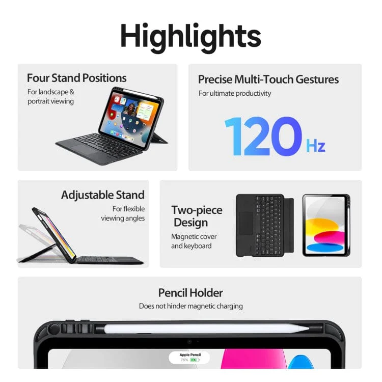 Apple iPad 11 2025 / iPad 10 2022 Dux Ducis DK Detachable Bluetooth Keyboard Cover with Touchpad - Image 3