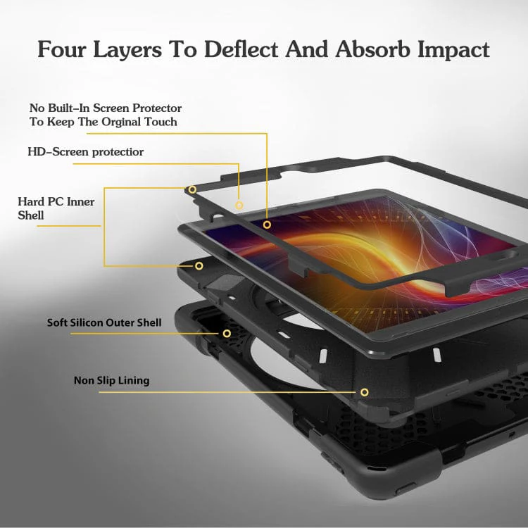 Apple iPad 9.7 2017/2018 - Shock Proof Heavy Duty Protective Tablet Cover, Rotating Hand Grip/Stand - Image 8