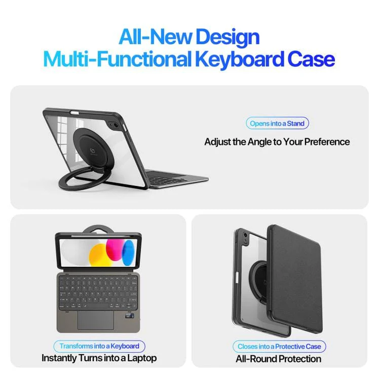 Apple iPad 11 2025 / iPad 10th Gen 10.9 2022 - Dux Ducis VK Wireless Detachable Keyboard/Cover, 1" Display - Image 6