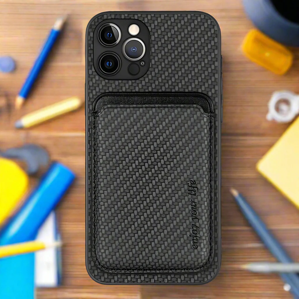 Apple iPhone 11 Pro Max Carbon Magsafe Cover with Removable Card Wallet
