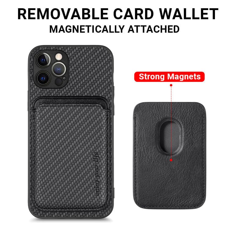 Apple iPhone 11 Pro Max Carbon Magsafe Cover with Removable Card Wallet - Image 4