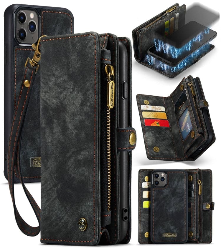 Apple iPhone 11 Pro Max CaseMe 008 2-In-1, Zip Wallet with Detachable Phone Cover