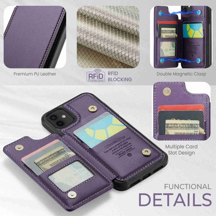 Apple iPhone 12 / 12 Pro CaseMe C22 Rear Wallet Cover with Card Slots - Image 5