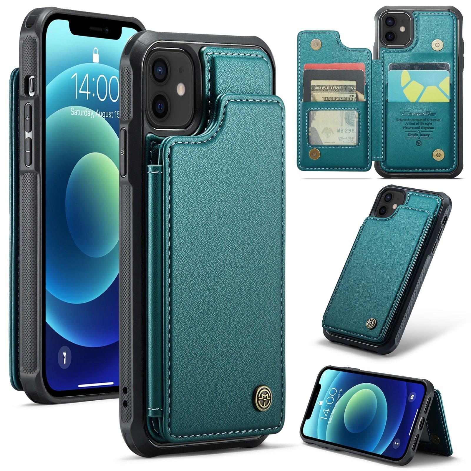 Apple iPhone 12 / 12 Pro CaseMe C22 Rear Wallet Cover with Card Slots - Image 9
