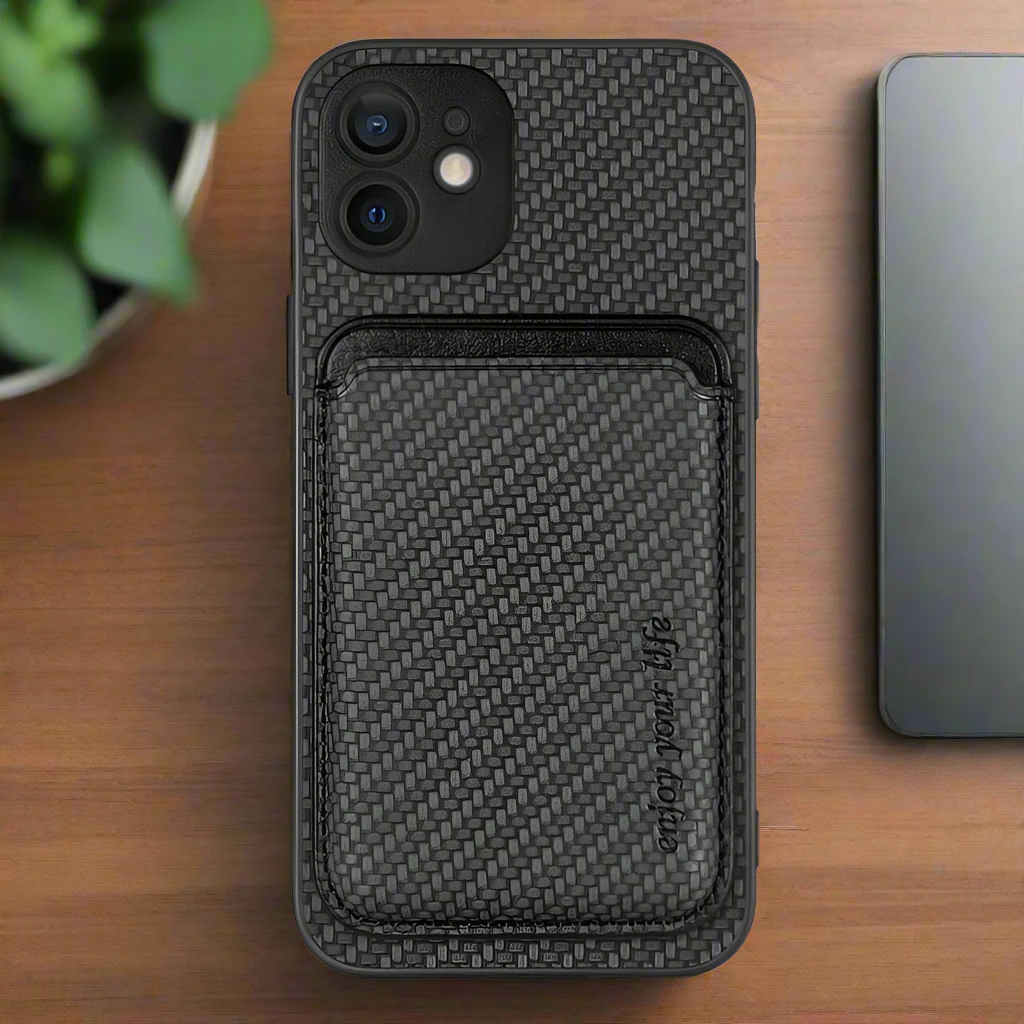 Apple iPhone 12 Carbon Magsafe Cover with Removable Card Wallet