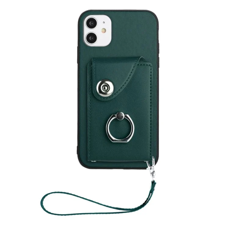 Apple iPhone 12 Rear Cover with 8 Card Wallet and Ring/Stand