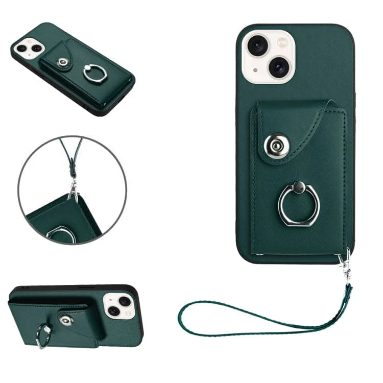 Apple iPhone 13 Mini 8 Card Rear Wallet Cover with Ring/Stand - Image 2
