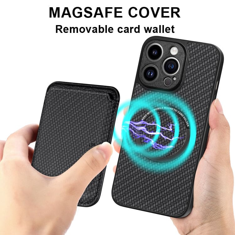 Apple iPhone 13 Pro Max Carbon Magsafe Cover with Removable Card Wallet - Image 3