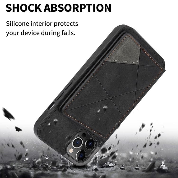 Apple iPhone 13 Pro - Rhombus Shockproof Protective Case with Rear Wallet, Card Holder - Image 4