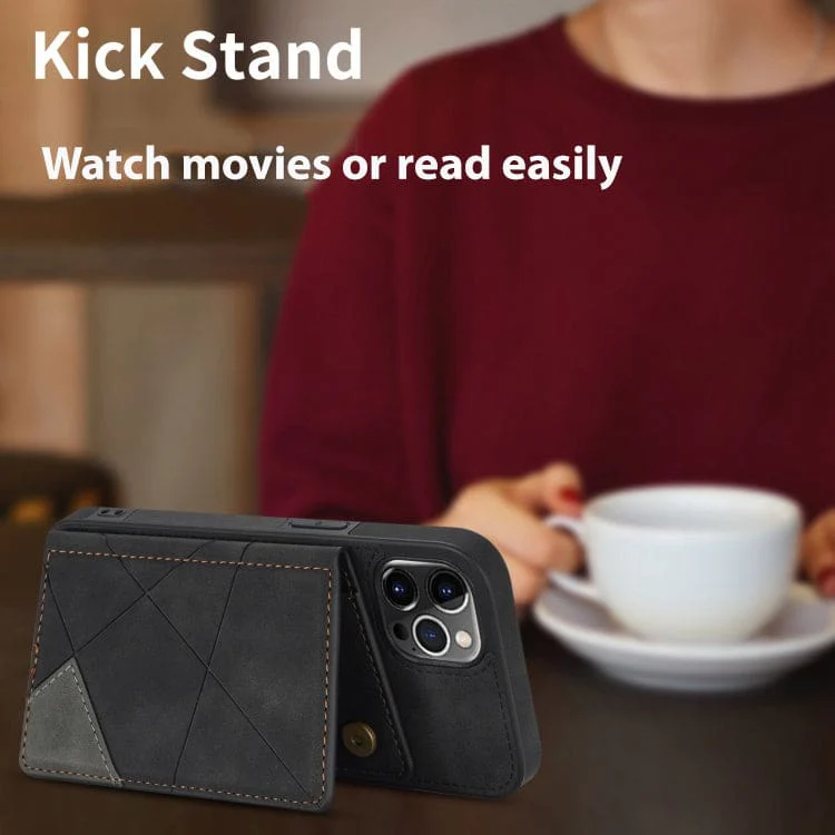 Apple iPhone 13 Pro - Rhombus Shockproof Protective Case with Rear Wallet, Card Holder - Image 5