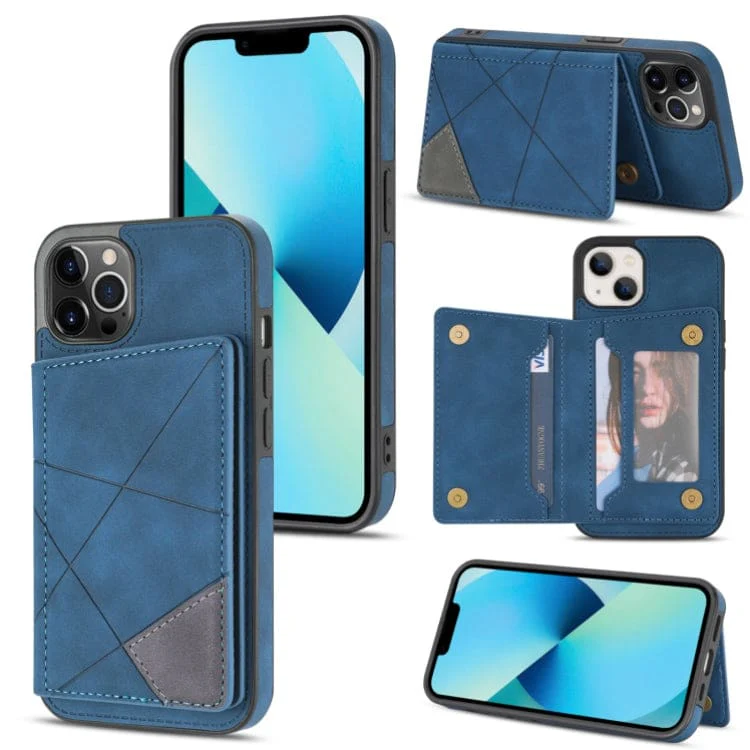 Apple iPhone 13 Pro - Rhombus Shockproof Protective Case with Rear Wallet, Card Holder - Image 8