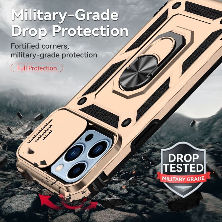 Apple iPhone 14 Armor Rugged Sliding Camera Cover with Metal Ring/Stand - Image 6