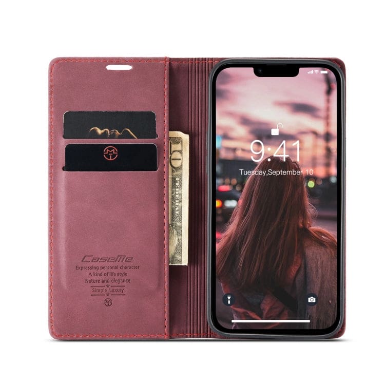 Apple iPhone 14 - CaseMe 013 Wallet Flip Cover with Magnetic Closing Front Cover , Card Slots, Wallet - Image 6