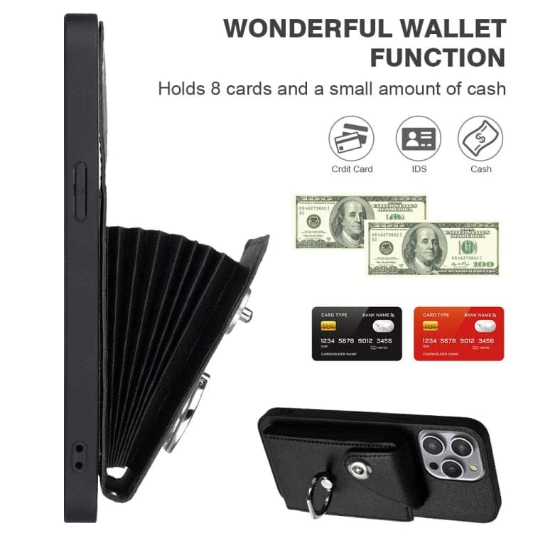 Apple iPhone 14 Pro 8 Card Rear Wallet Cover with Ring/Stand - Image 4