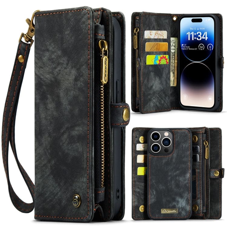Apple iPhone 14 Pro CaseMe 008 2-In-1 Wallet with Detachable Cover, 8 Card Slots + Zip Pocket