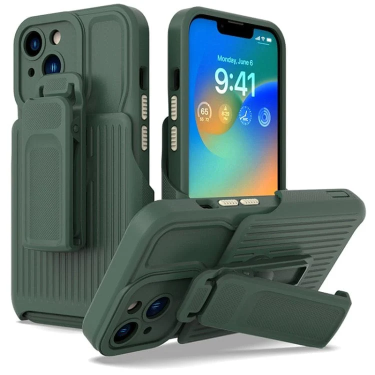 Apple iPhone 14 Pro - Explorer Thick Rugged Cover with Removable, Rotating Strap/Belt Clip