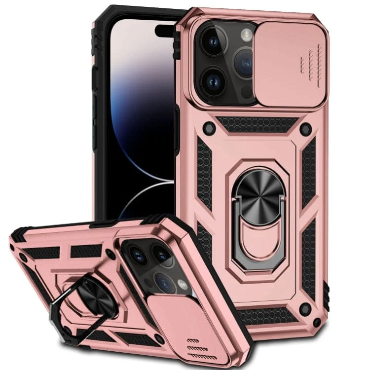 Apple iPhone 14 Pro Max - Armor Rugged Sliding Cam Shield Cover with Stand