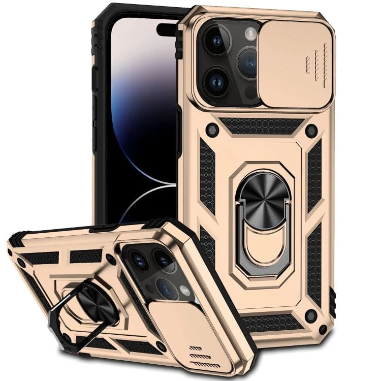 Apple iPhone 14 Pro Max - Armor Rugged Sliding Cam Shield Cover with Stand - Image 8