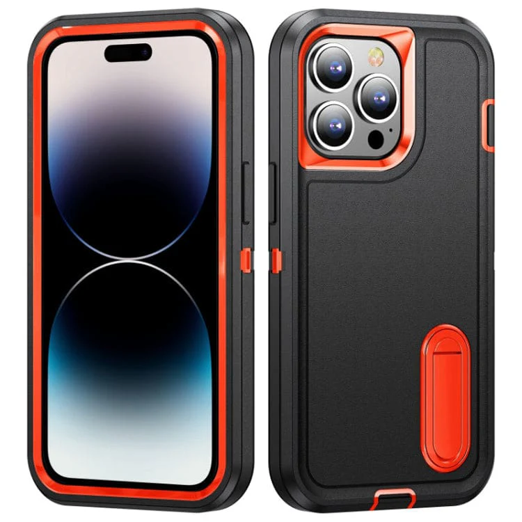 Apple iPhone 14 PRO MAX - Triple Defense Rugged Cover, 3 Layer, Pop-Out Stand, Raised Bezels