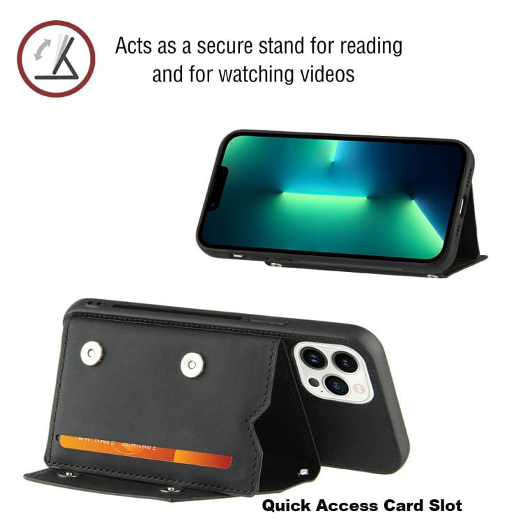 Apple iPhone 14 Pro - Rear Wallet Case with Wallet Card Holder/Stand - Image 4
