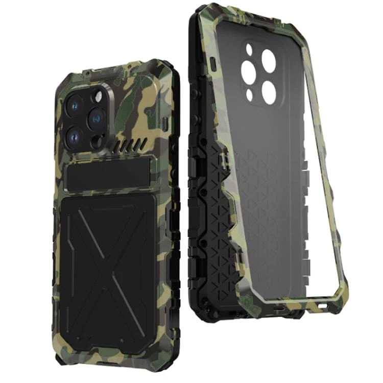 Apple iPhone 14 - RJust Camo Rugged Metal Case with Screen Protector