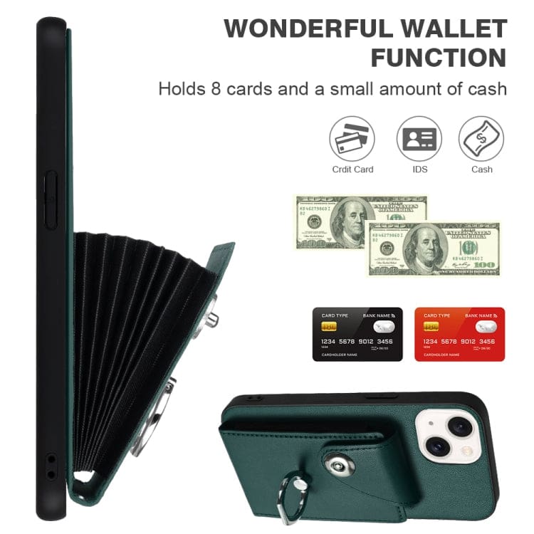 Apple iPhone 15 8 Card Rear Wallet Cover with Ring/Stand - Image 4