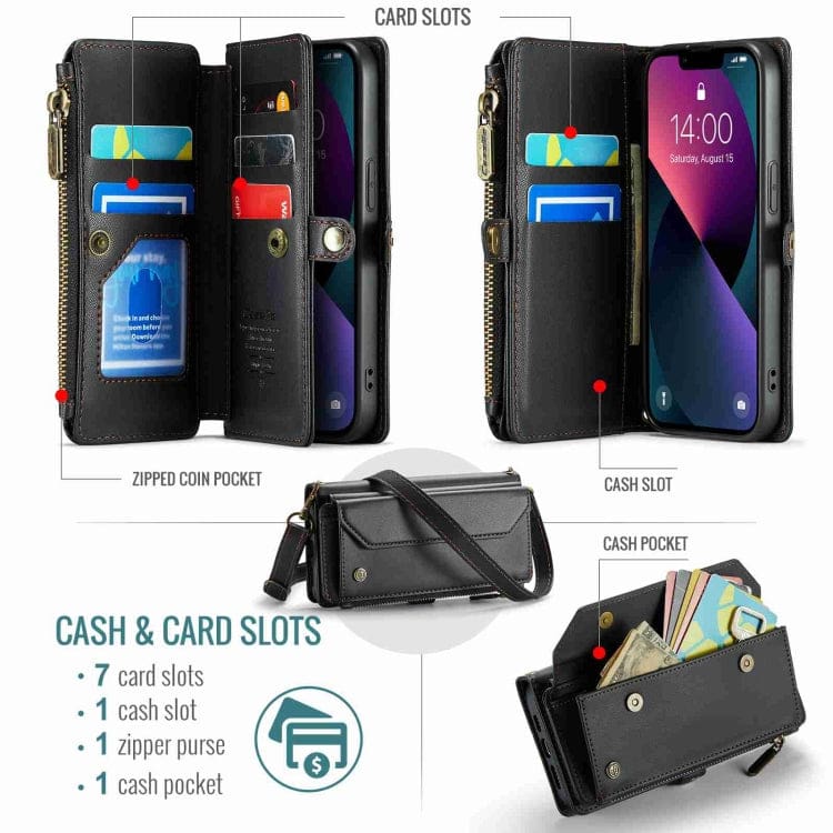 Apple iPhone 13 CaseMe C36 Wallet, 7 Card Slots, Cash Pocket, Zipped Coin Wallet - Image 3