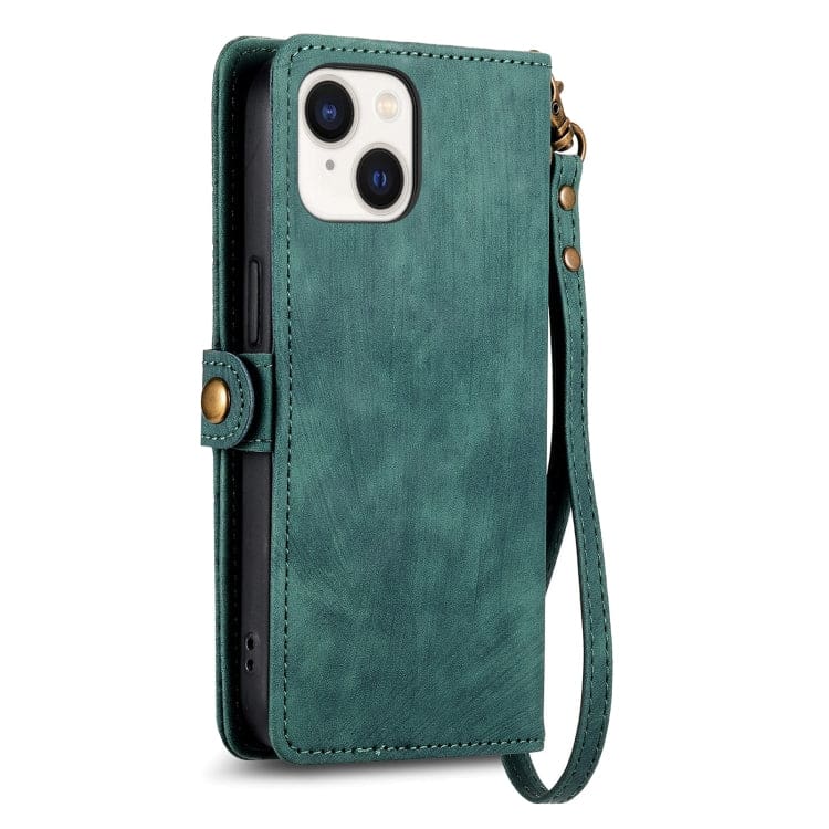 Apple iPhone 15 Geometric Flip Wallet, Card Slots, Zipped coin Pocket - Image 3