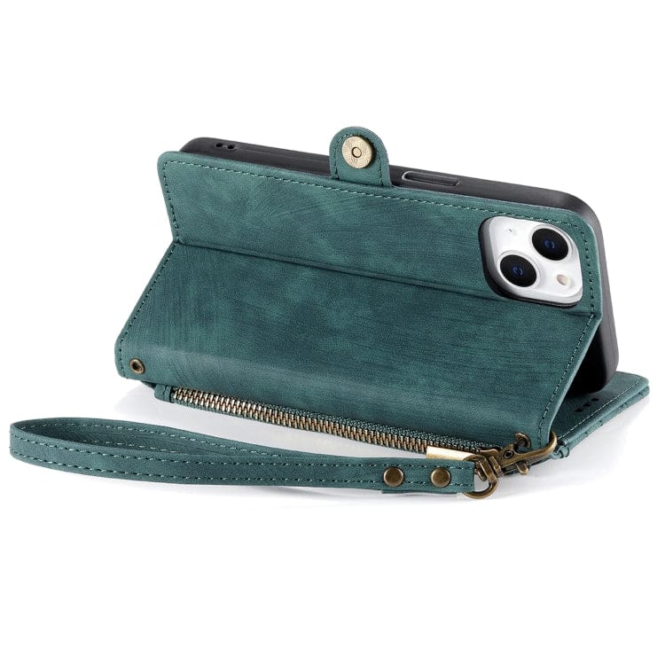 Apple iPhone 15 Plus Geometric Flip Wallet, Card Slots, Zipped coin Pocket - Image 5