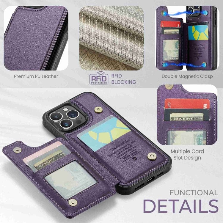 Apple iPhone 15 Pro CaseMe C22 PU Leather Card Wallet Cover - Image 6