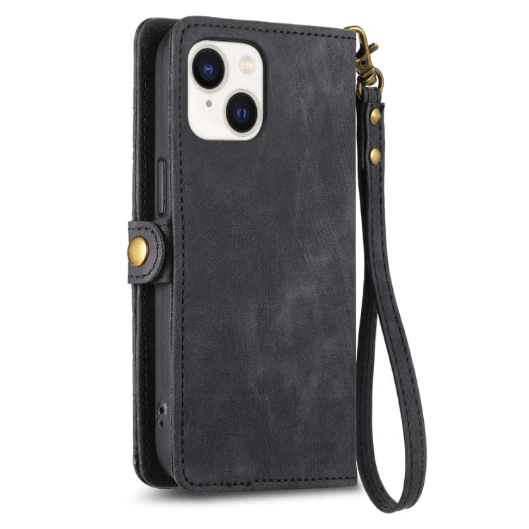 Apple iPhone 15 Pro Geometric Flip Wallet, Card Slots, Zipped coin Pocket - Image 3