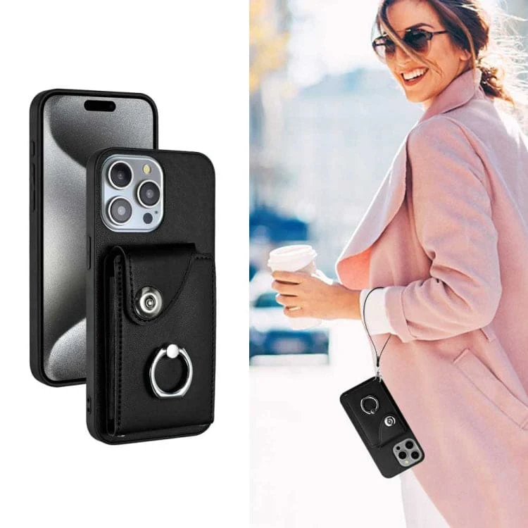 Apple iPhone 15 Pro Max 8 Card Rear Wallet Cover with Ring/Stand - Image 5
