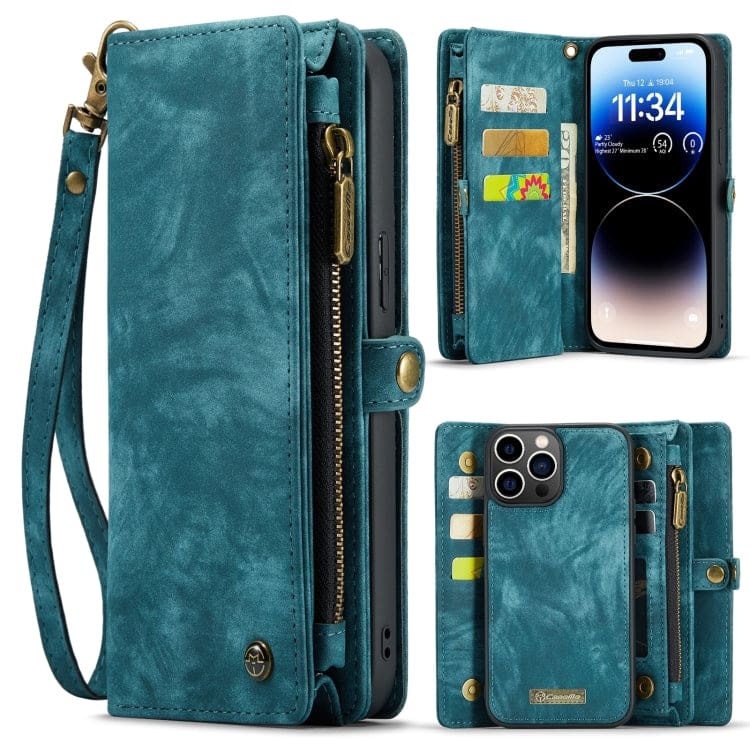 Apple iPhone 15 Pro Max CaseMe 008 2-In-1 Wallet with Detachable Cover, 8 Card Slots + Zip Pocket