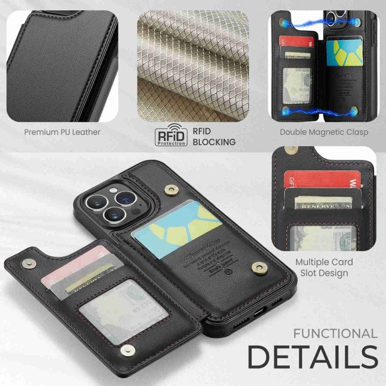Apple iPhone 15 Pro Max CaseMe C22 Rear Wallet Cover with Card Slots - Image 6