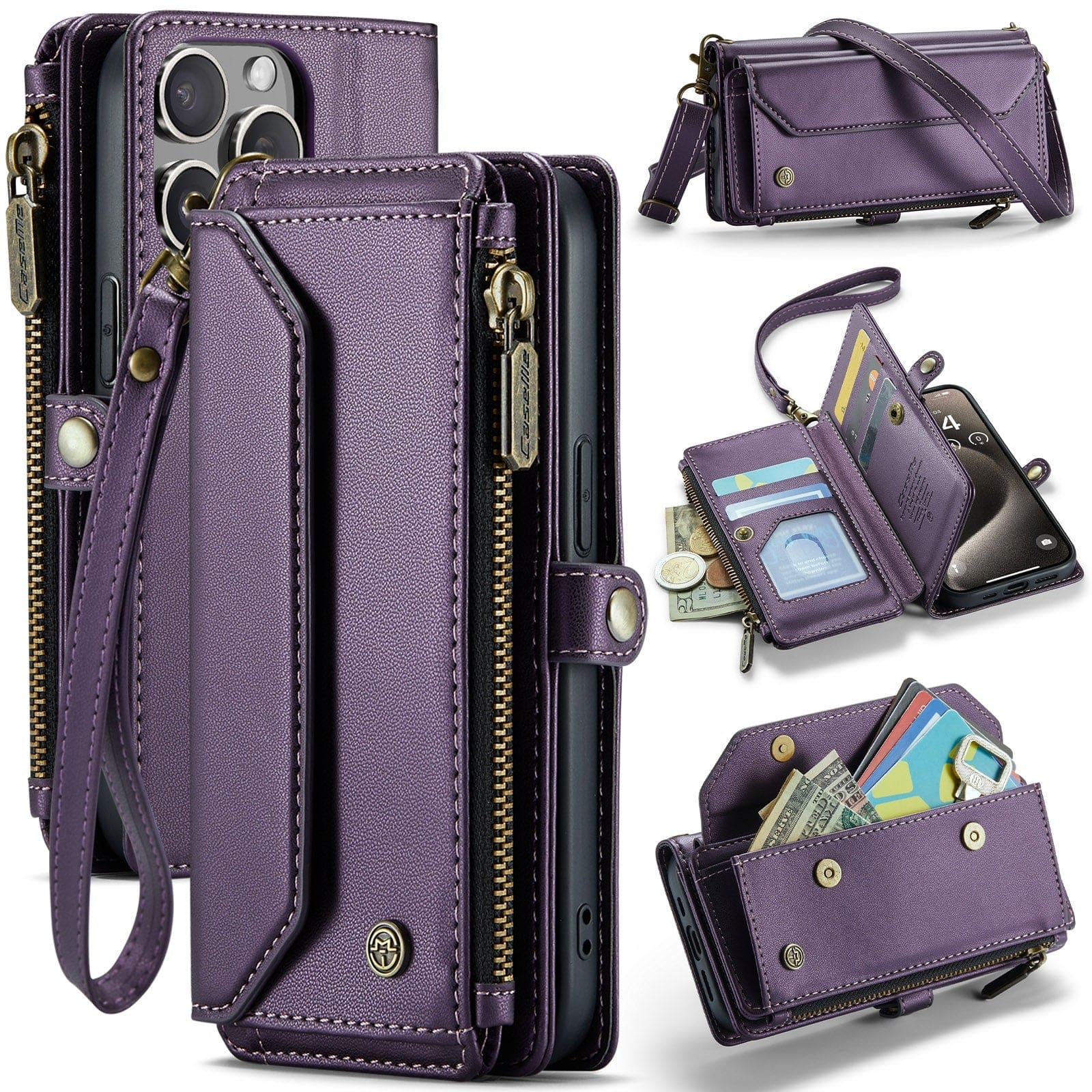Apple iPhone 15 Pro Max CaseMe C36 Wallet, 7 Card Slots, Cash Pocket, Zipped Coin Wallet - Image 8